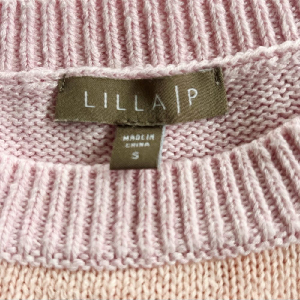 Lila P Cotton Blend Color Block Sweater - Picture 3 of 5